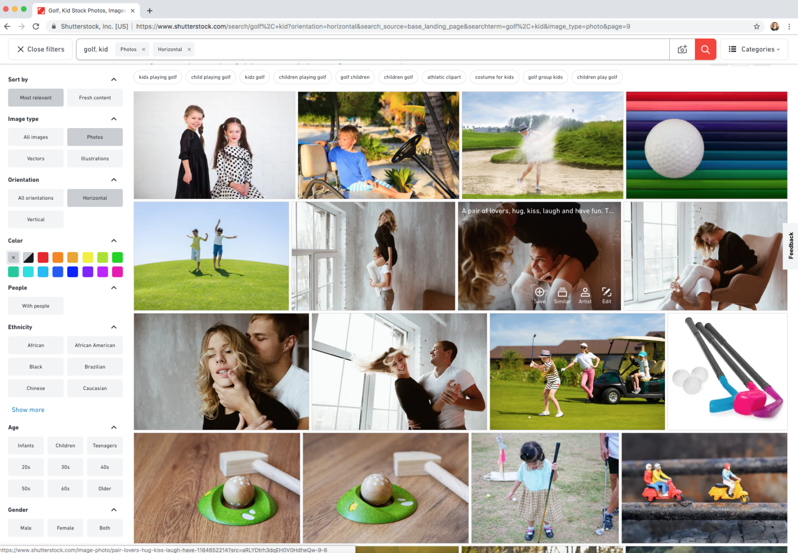 stock image search results example